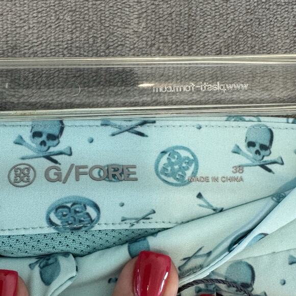 NWT G/FORE Mens 38 SHORTS 3D LOGO MAVERICK AQUA GREEN SKULL PERFORMANCE GOLF - Picture 5 of 10